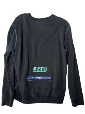 Marc By Marc Jacobs Black Crewneck Sweater with Blue and Green Graphic size L